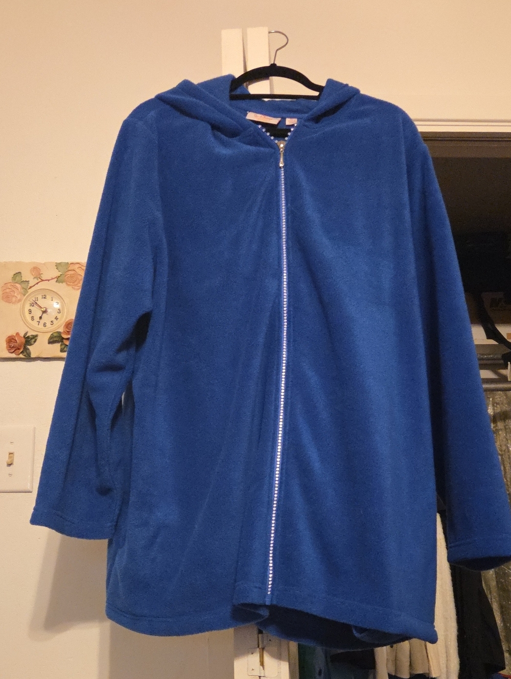 Quacker Factory Royal Blue Hooded Zip-Up Teddy Jacket